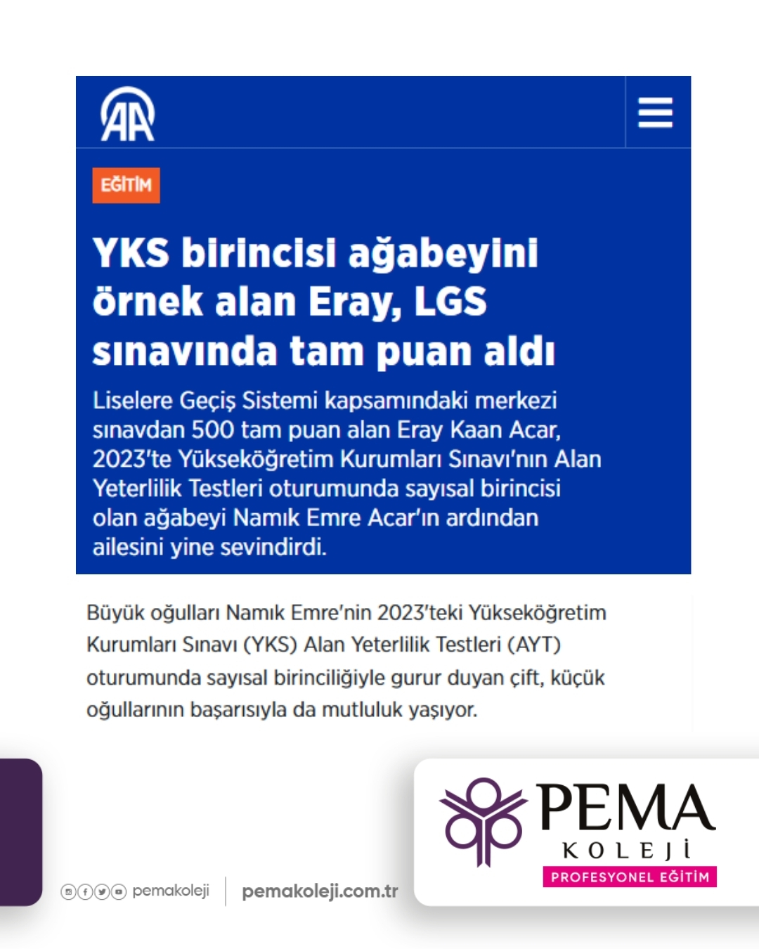 2025 LGS BAŞARIMIZ GAZETELERDE 