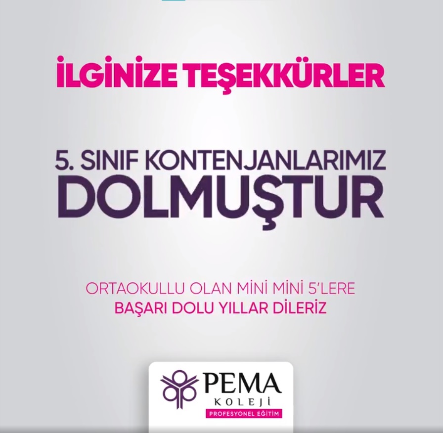 5.sınıf kontenjanlarımız dolmuştur!